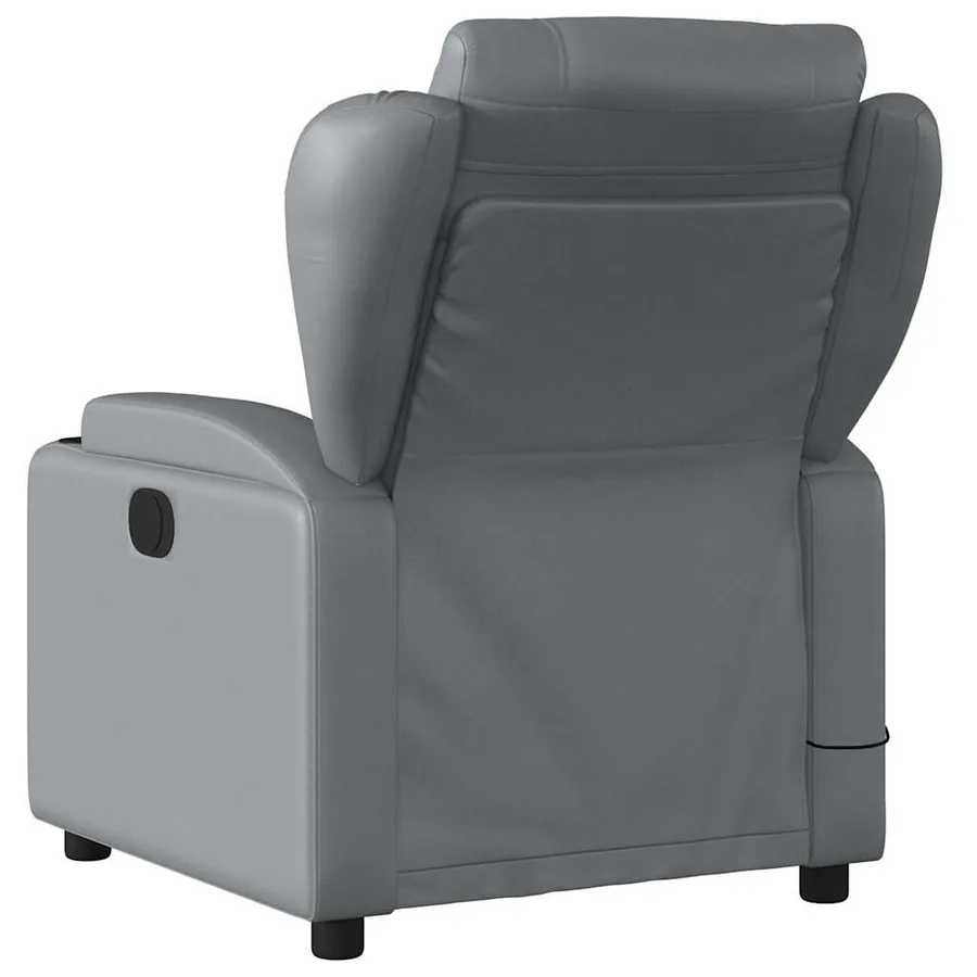 Fauteuil de massage inclinable gris similicuir - 4