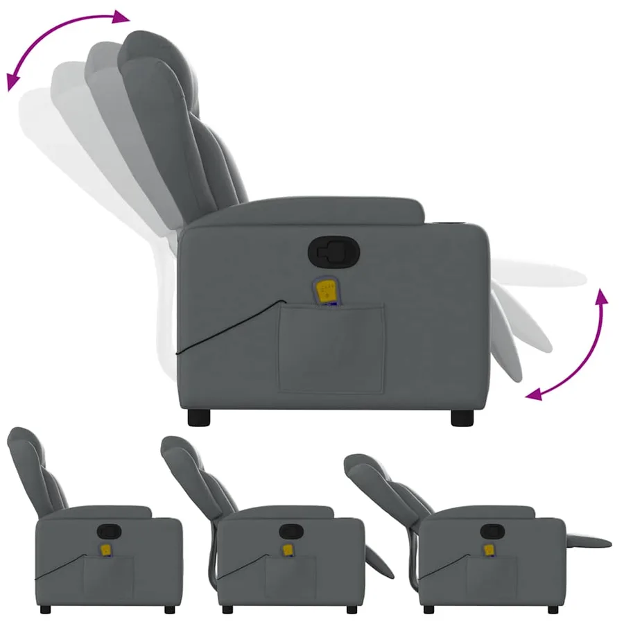 Fauteuil de massage inclinable gris similicuir - 5