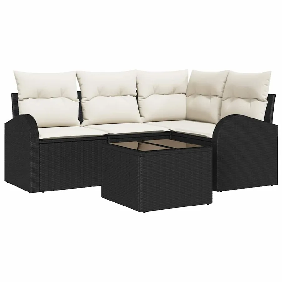 Ensemble de canapé de jardin 5 pcs Noir polyrotin - 2