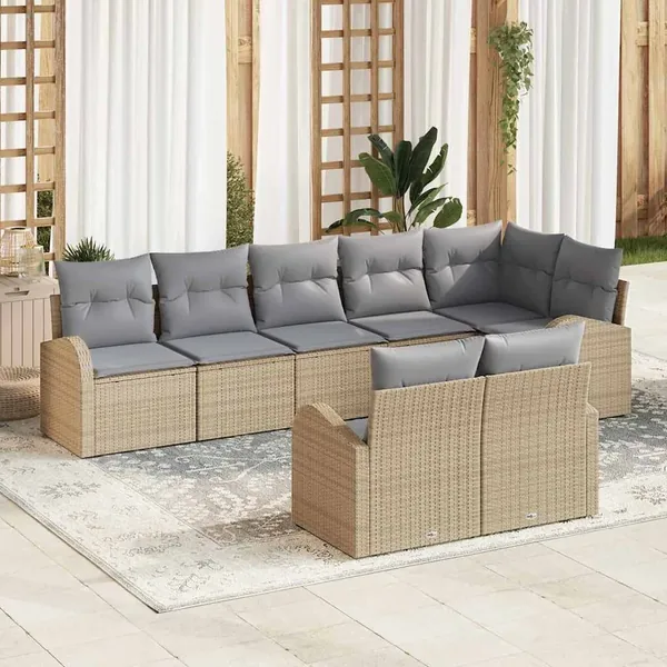 Ensemble de canapé de jardin 8 pcs polyrotin