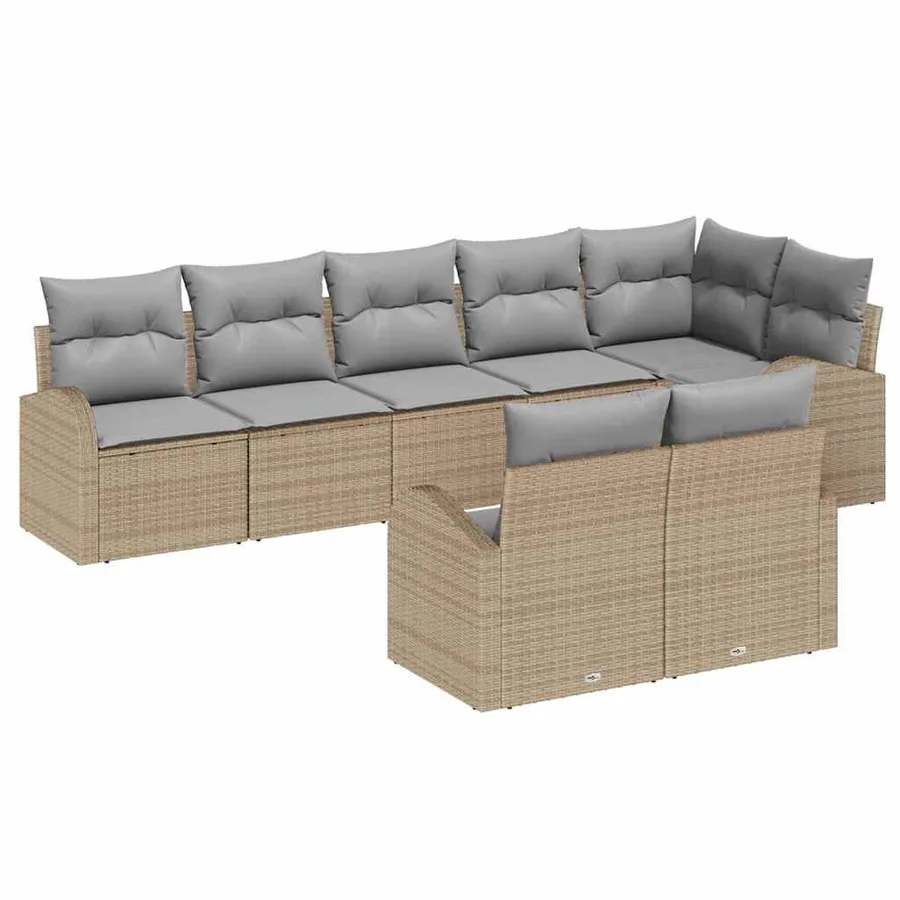 Ensemble de canapé de jardin 8 pcs polyrotin - 2