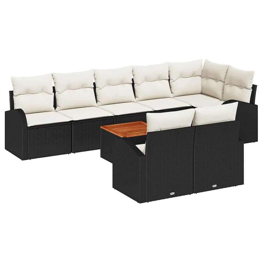 Ensemble de canapé de jardin avec coussin 9 pcs Noir polyrotin - 2
