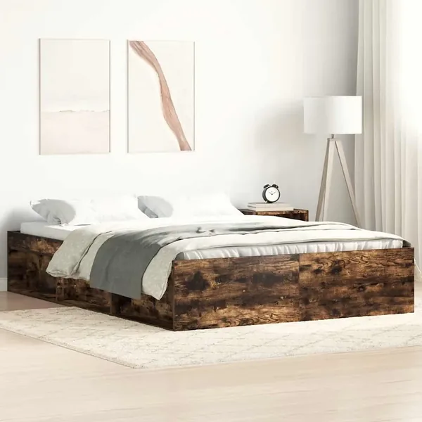 Cadre de lit sans matelas chêne fumé 140x200 cm