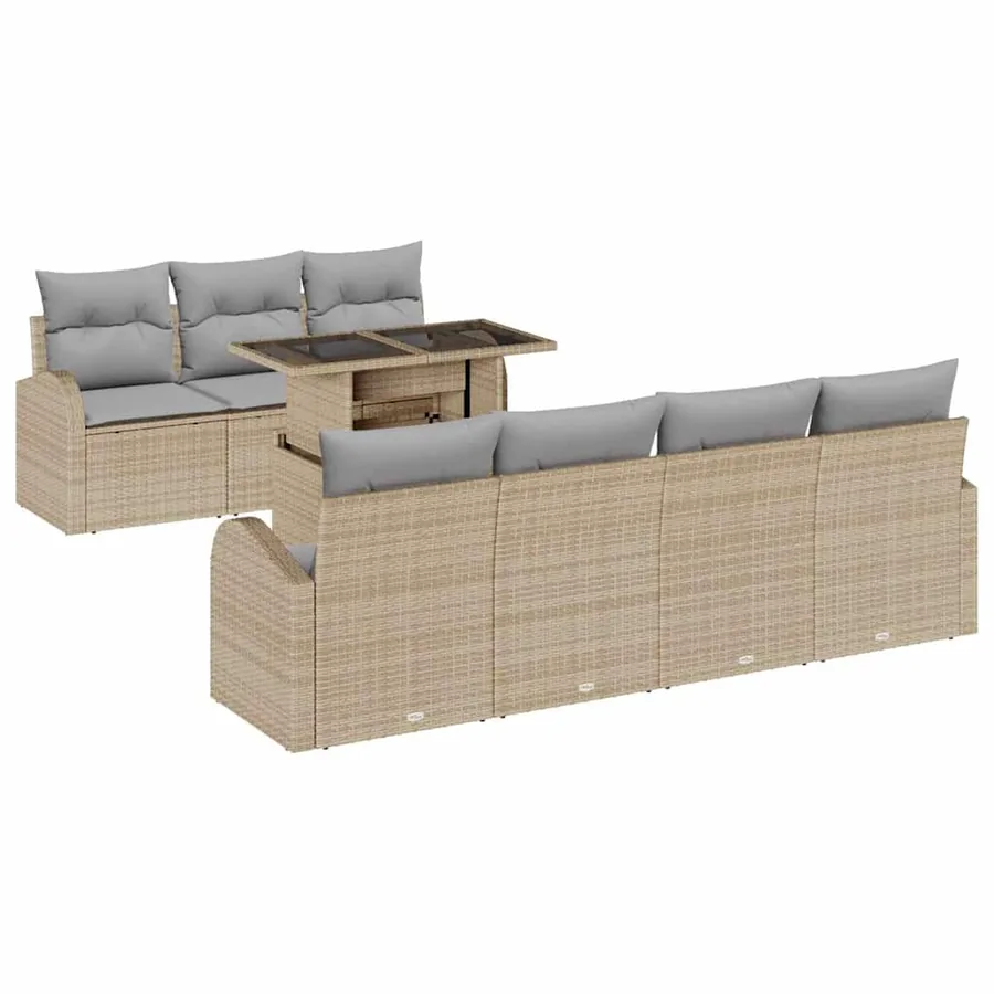 Ensemble de canapé de jardin 8 pcs Beige Poly rotin - 2
