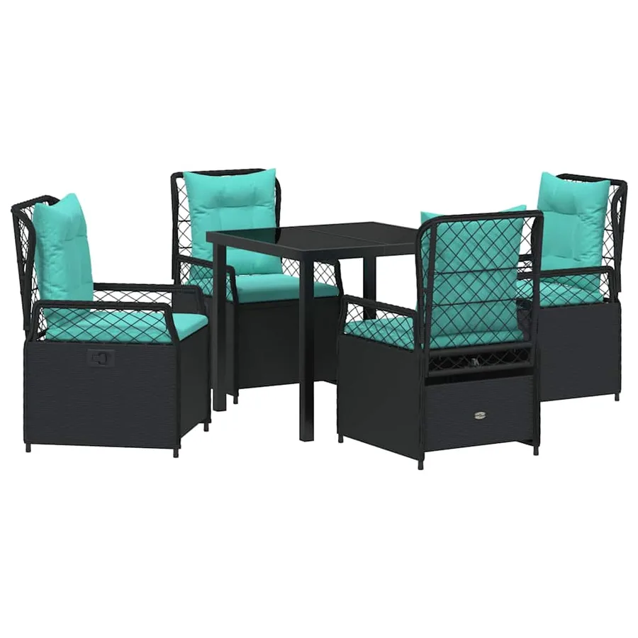 Ensemble de salle à manger pour jardin 5 pcs Noir polyrotin - 2