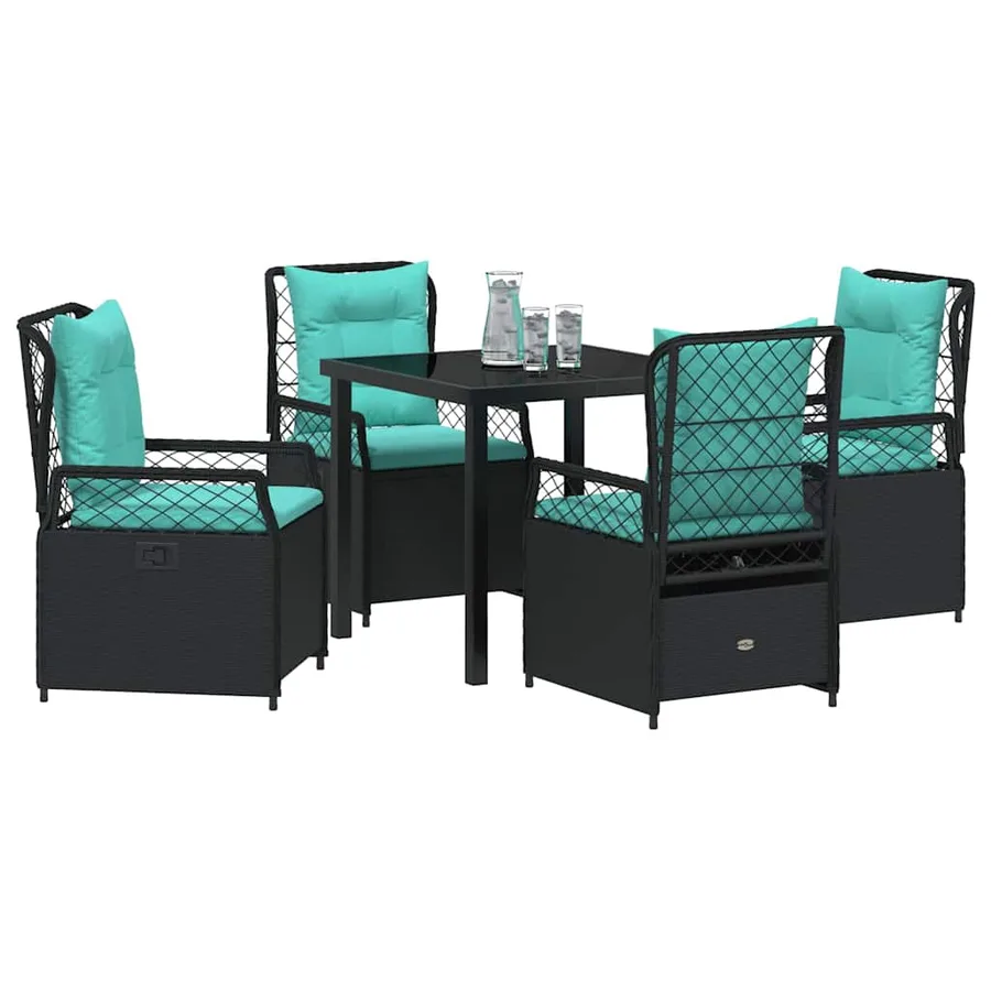 Ensemble de salle à manger pour jardin 5 pcs Noir polyrotin - 3
