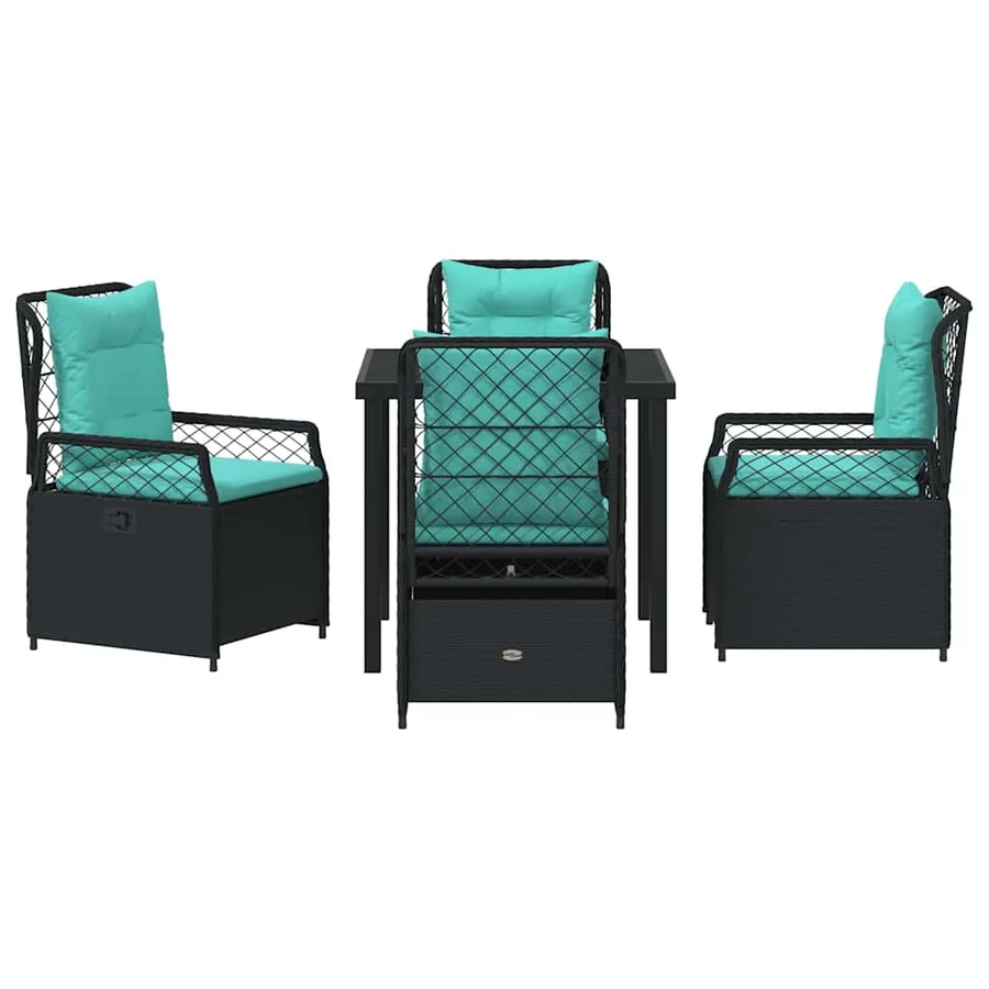Ensemble de salle à manger pour jardin 5 pcs Noir polyrotin - 7