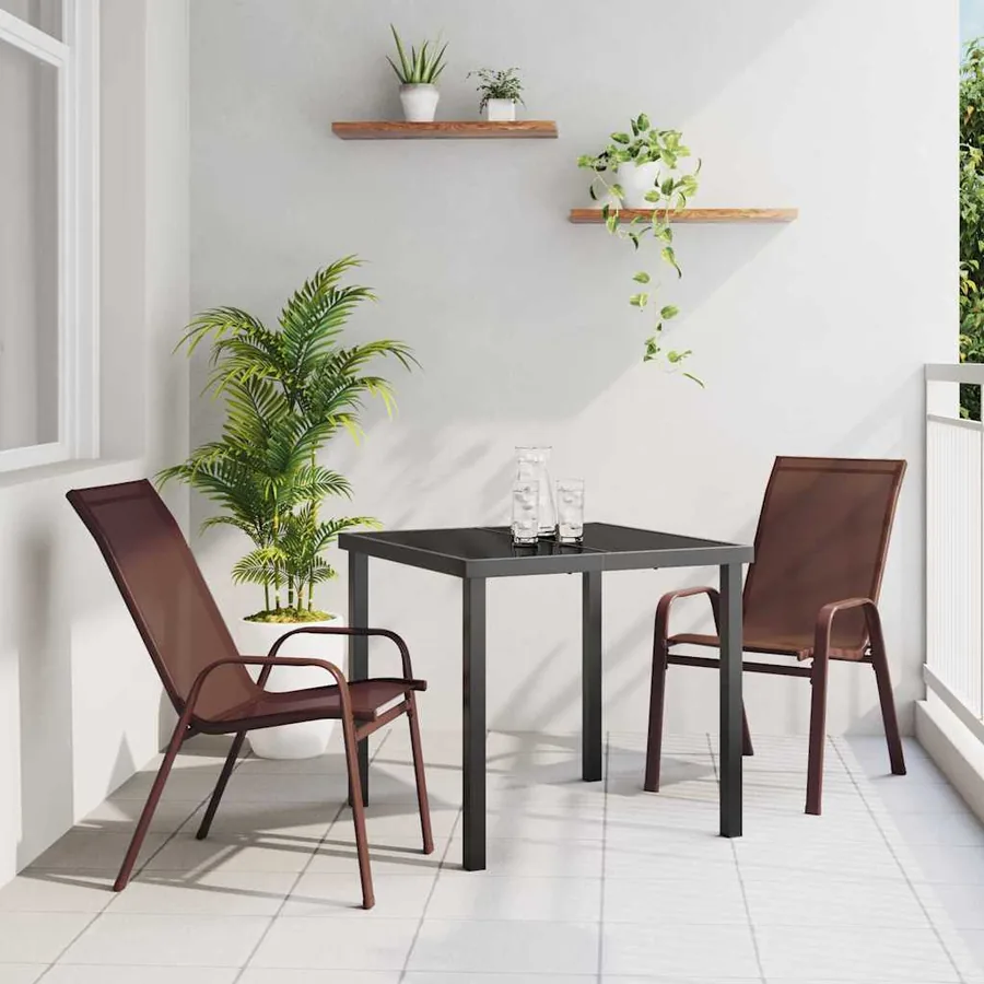 Ensemble de salle à manger pour jardin 3 pcs Marron et Noir