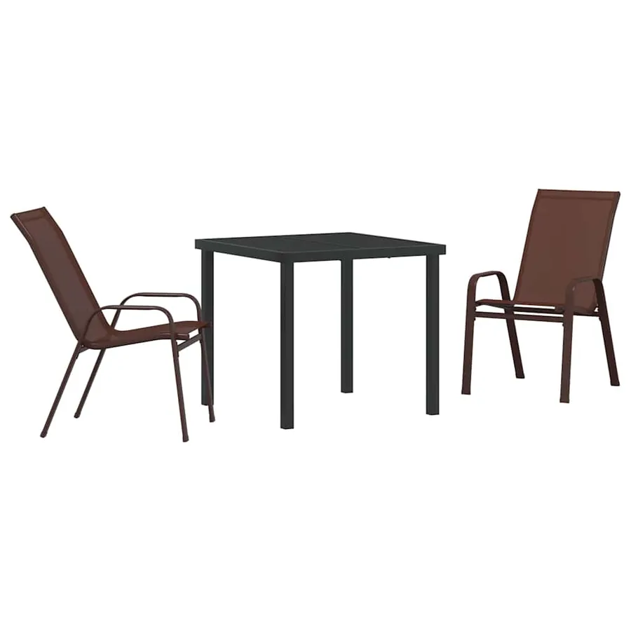Ensemble de salle à manger pour jardin 3 pcs Marron et Noir - 2