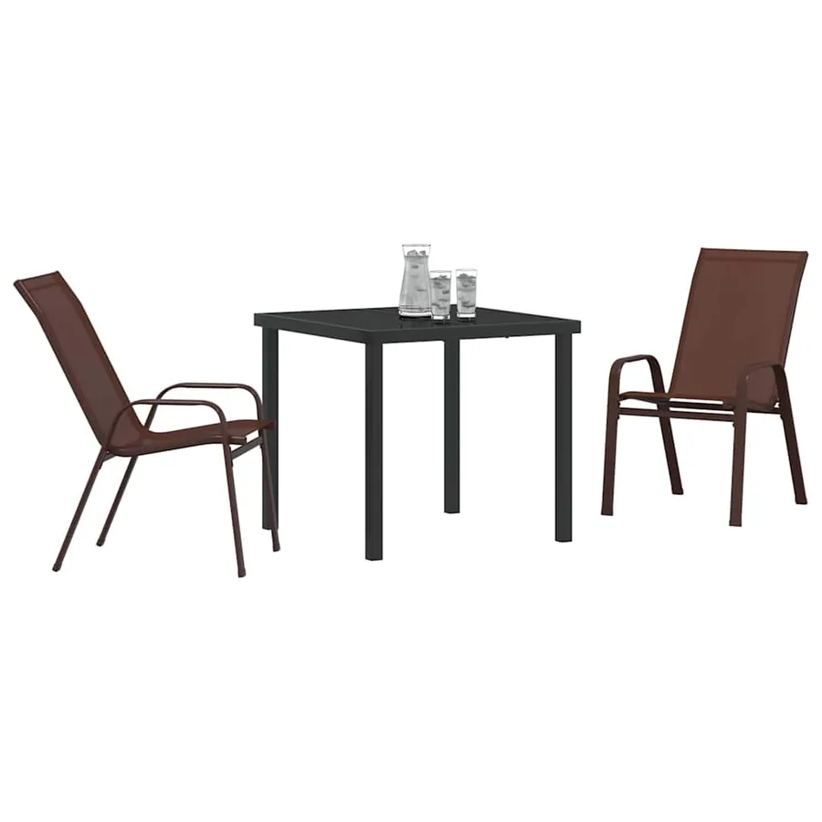 Ensemble de salle à manger pour jardin 3 pcs Marron et Noir - 3