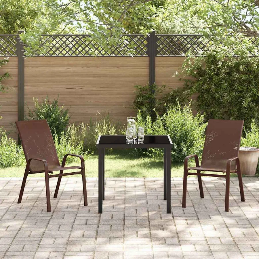Ensemble de salle à manger pour jardin 3 pcs Marron et Noir - 4