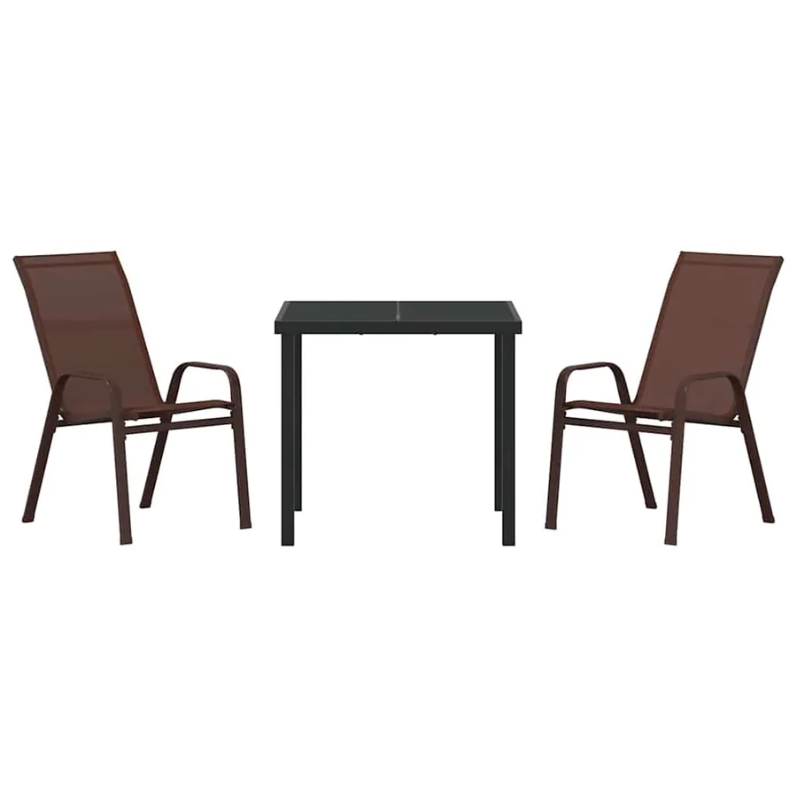 Ensemble de salle à manger pour jardin 3 pcs Marron et Noir - 7