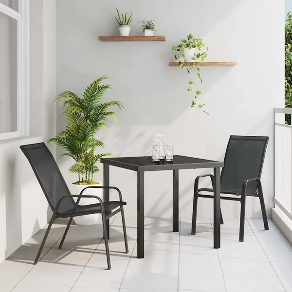 Ensemble de salle à manger pour jardin 3 pcs Noir