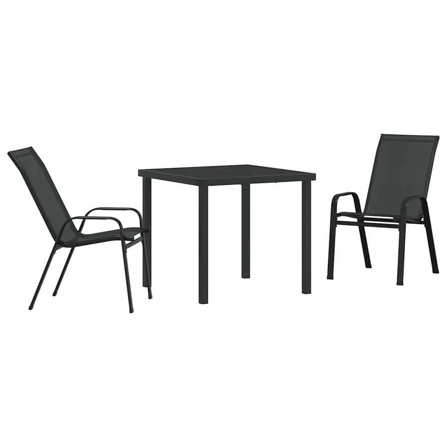 Ensemble de salle à manger pour jardin 3 pcs Noir - 2