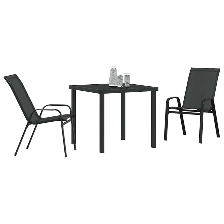 Ensemble de salle à manger pour jardin 3 pcs Noir - 3