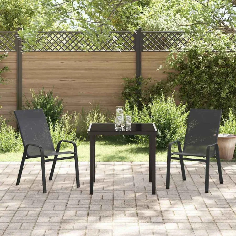 Ensemble de salle à manger pour jardin 3 pcs Noir - 4