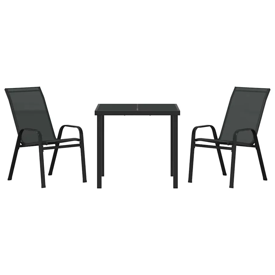 Ensemble de salle à manger pour jardin 3 pcs Noir - 7