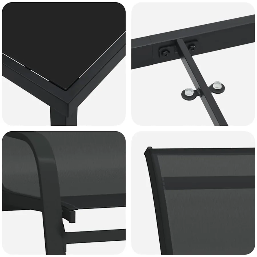 Ensemble de salle à manger pour jardin 3 pcs Noir - 9