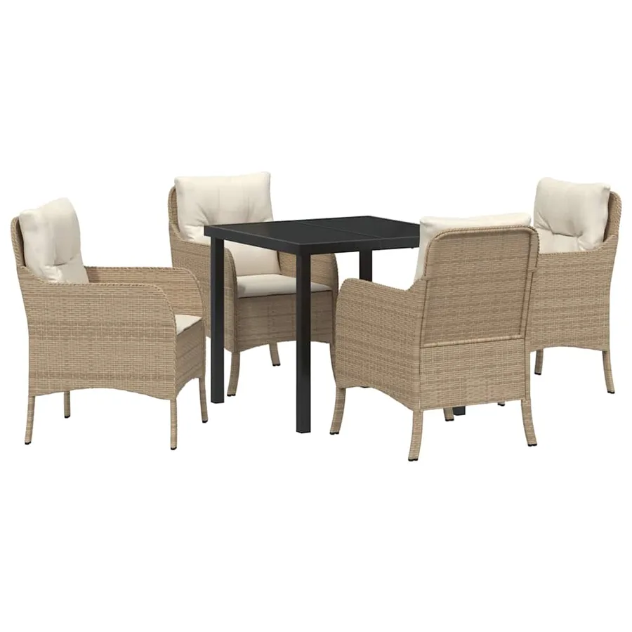 Ensemble de salle à manger pour jardin 5 pcs Beige polyrotin - 2