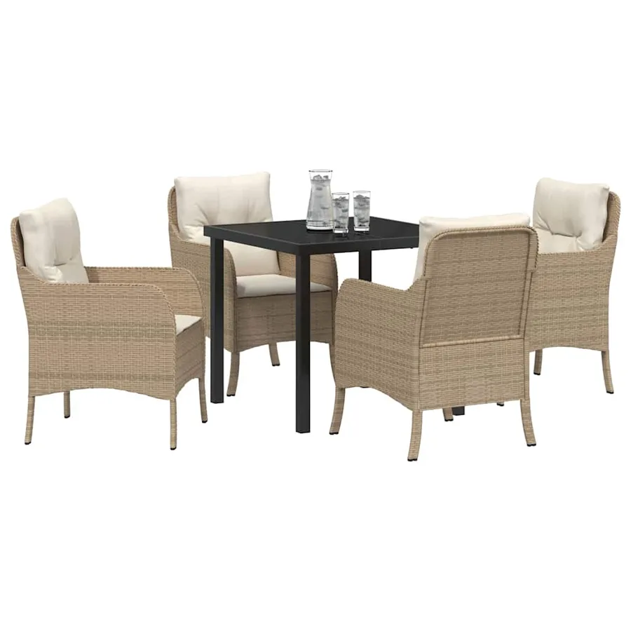 Ensemble de salle à manger pour jardin 5 pcs Beige polyrotin - 3
