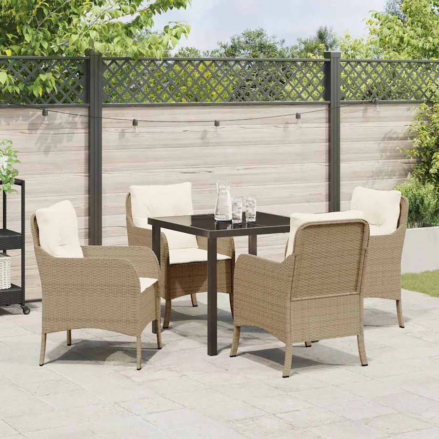 Ensemble de salle à manger pour jardin 5 pcs Beige polyrotin - 4