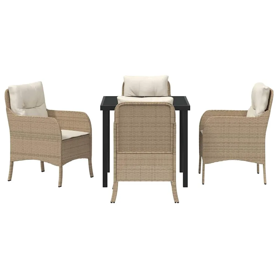 Ensemble de salle à manger pour jardin 5 pcs Beige polyrotin - 7