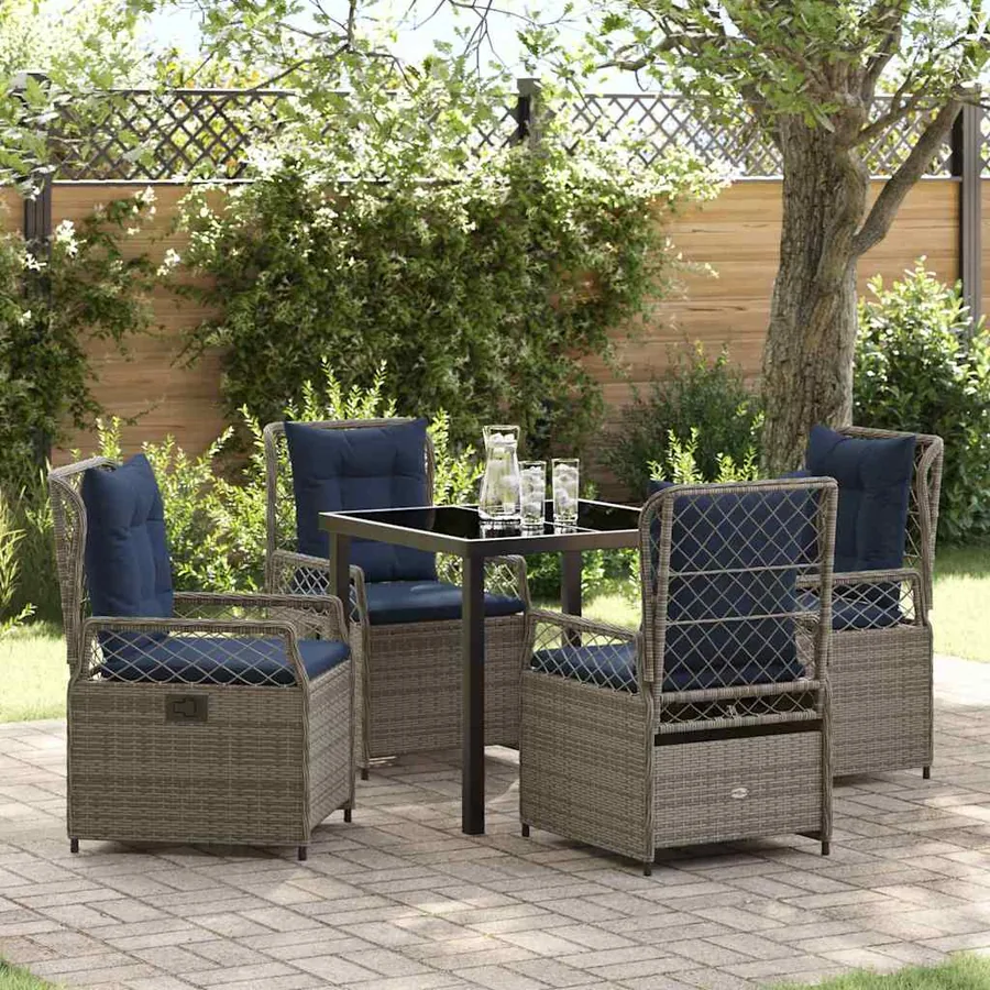 Ensemble de salle à manger pour jardin 5 pcs Gris polyrotin