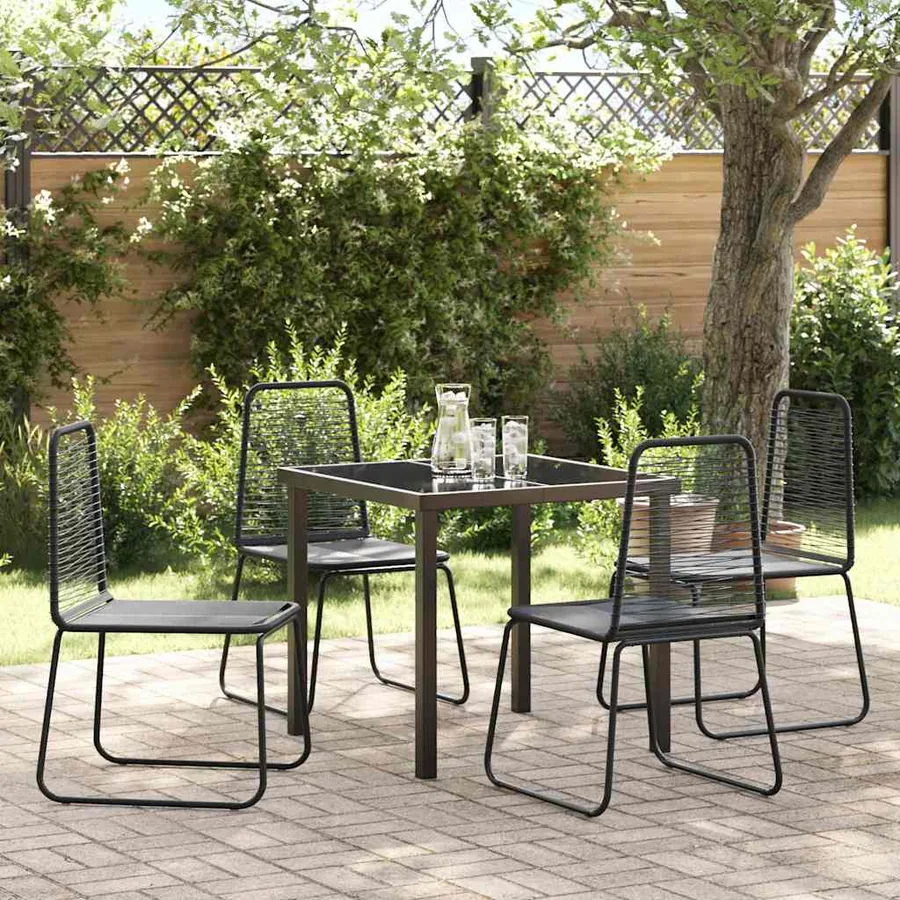 Ensemble de salle à manger pour jardin 5 pcs Noir