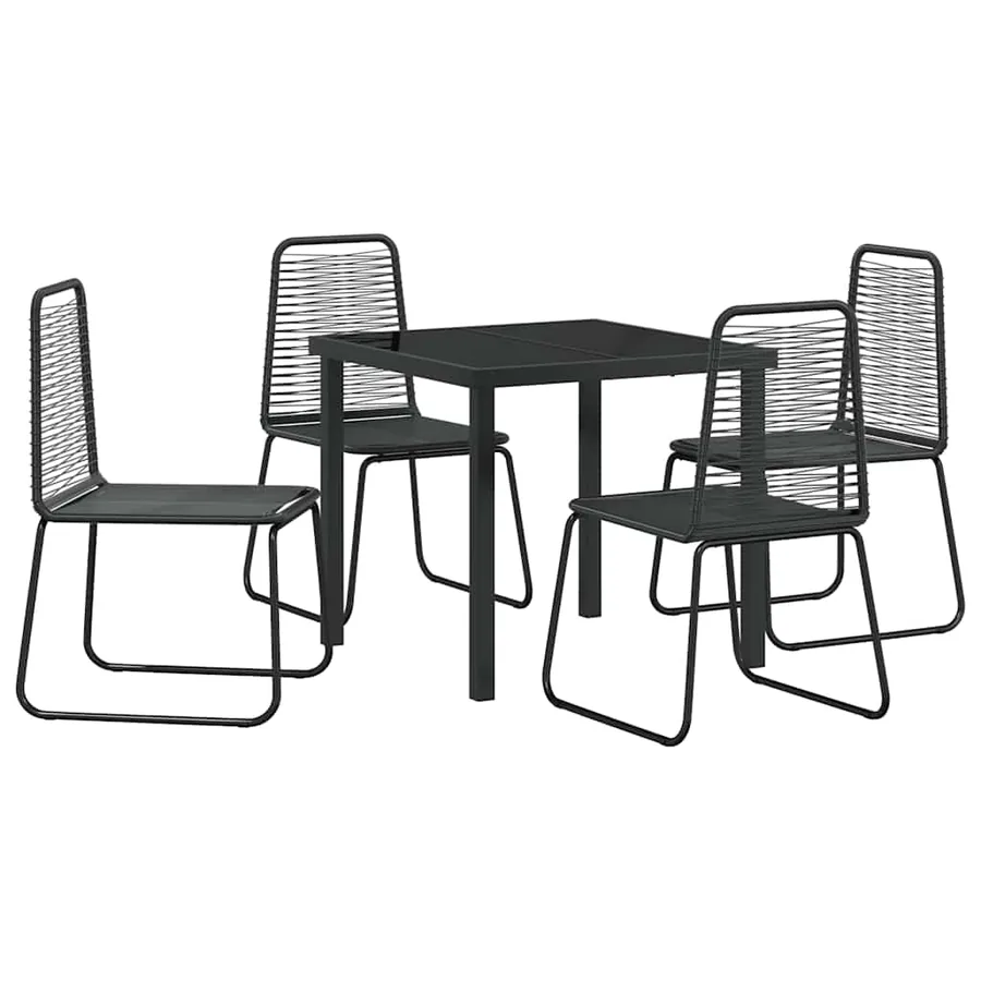 Ensemble de salle à manger pour jardin 5 pcs Noir - 2