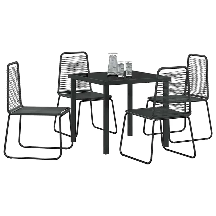 Ensemble de salle à manger pour jardin 5 pcs Noir - 3
