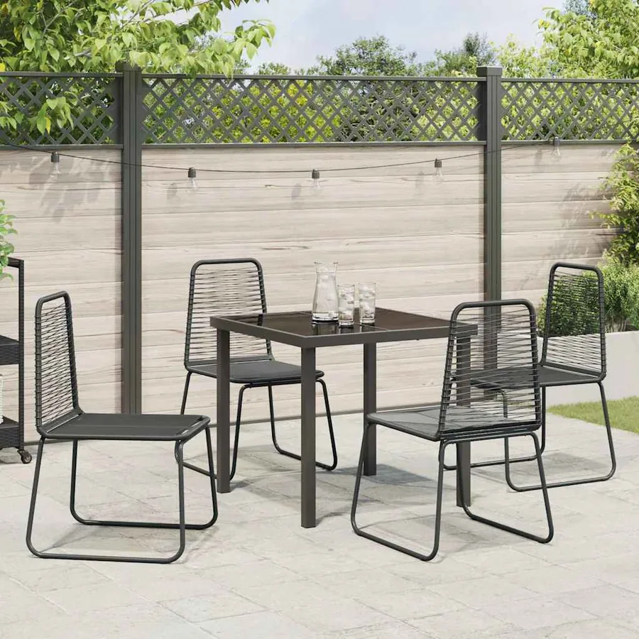 Ensemble de salle à manger pour jardin 5 pcs Noir - 4