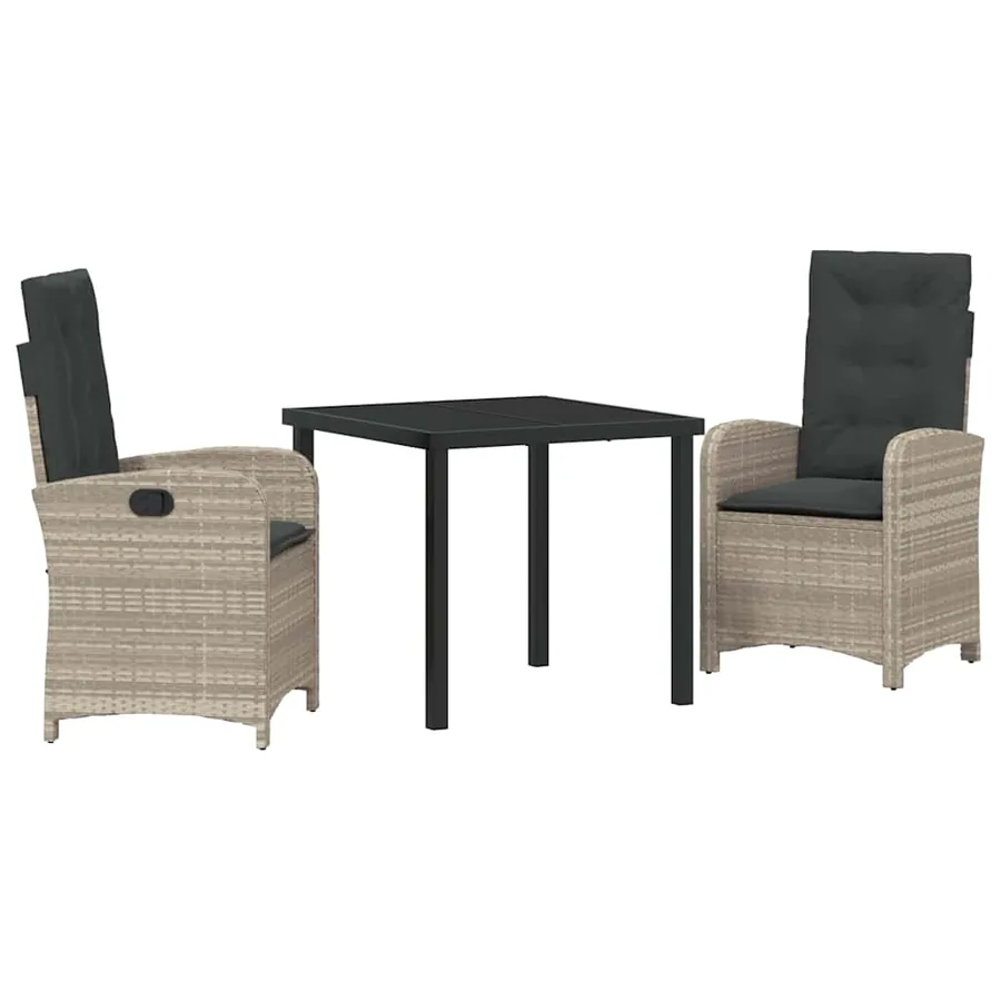 Ensemble de salle à manger pour jardin 3 pcs Gris clair - 2