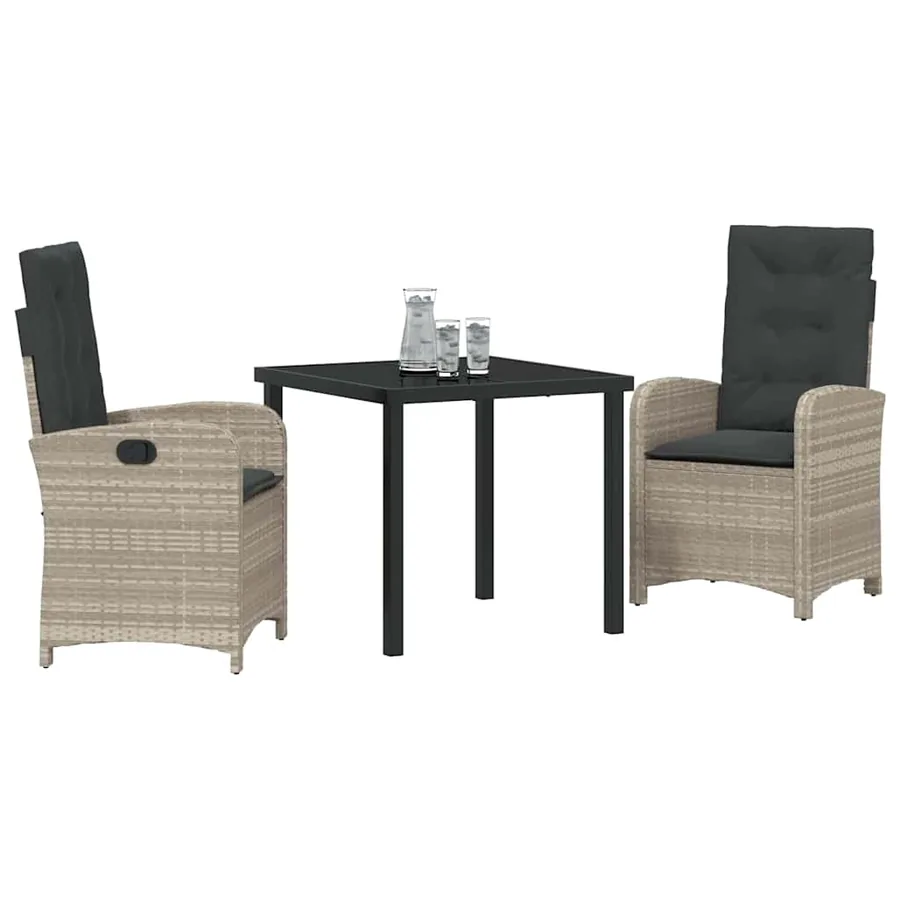Ensemble de salle à manger pour jardin 3 pcs Gris clair - 3