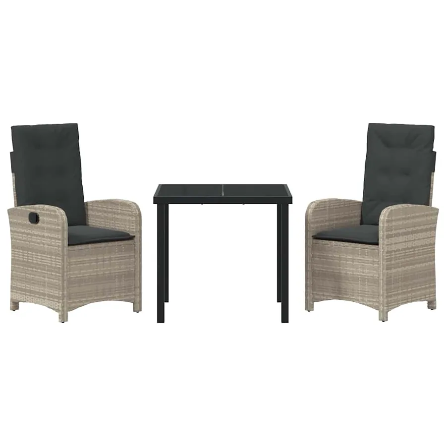 Ensemble de salle à manger pour jardin 3 pcs Gris clair - 7