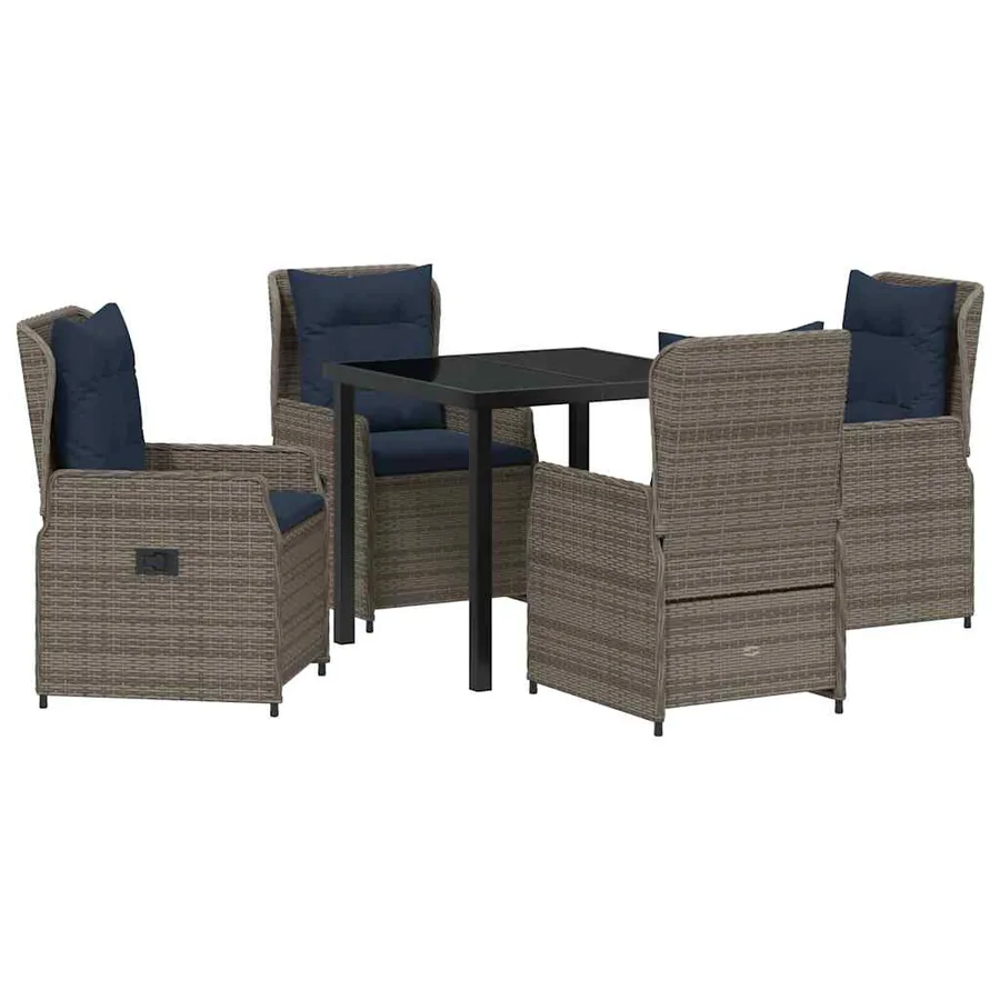 Ensemble de salle à manger pour jardin 5 pcs Gris Poly rotin - 2