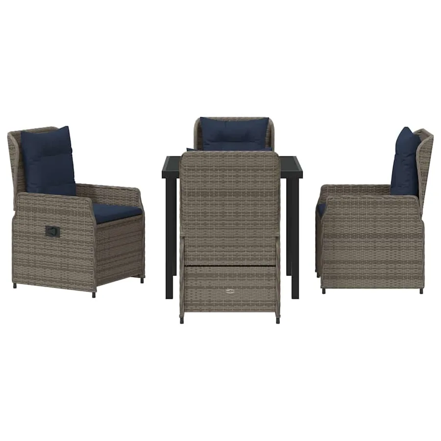 Ensemble de salle à manger pour jardin 5 pcs Gris Poly rotin - 7