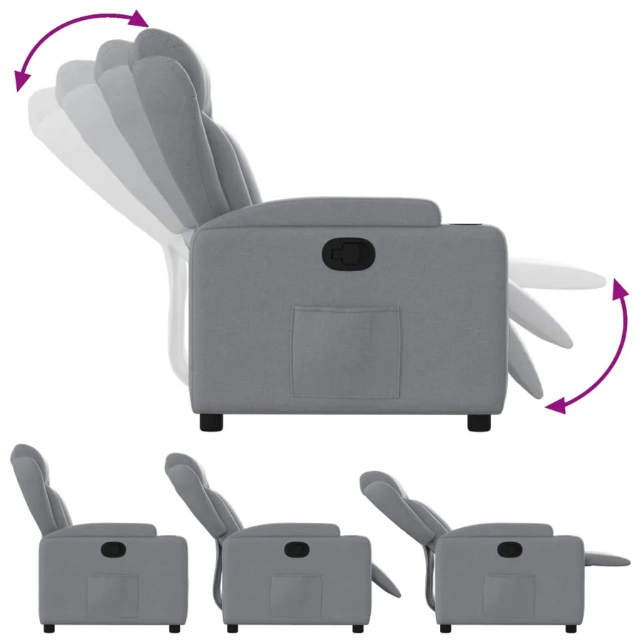 Fauteuil inclinable en tissu gris clair - 4