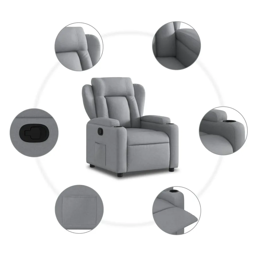 Fauteuil inclinable en tissu gris clair - 5