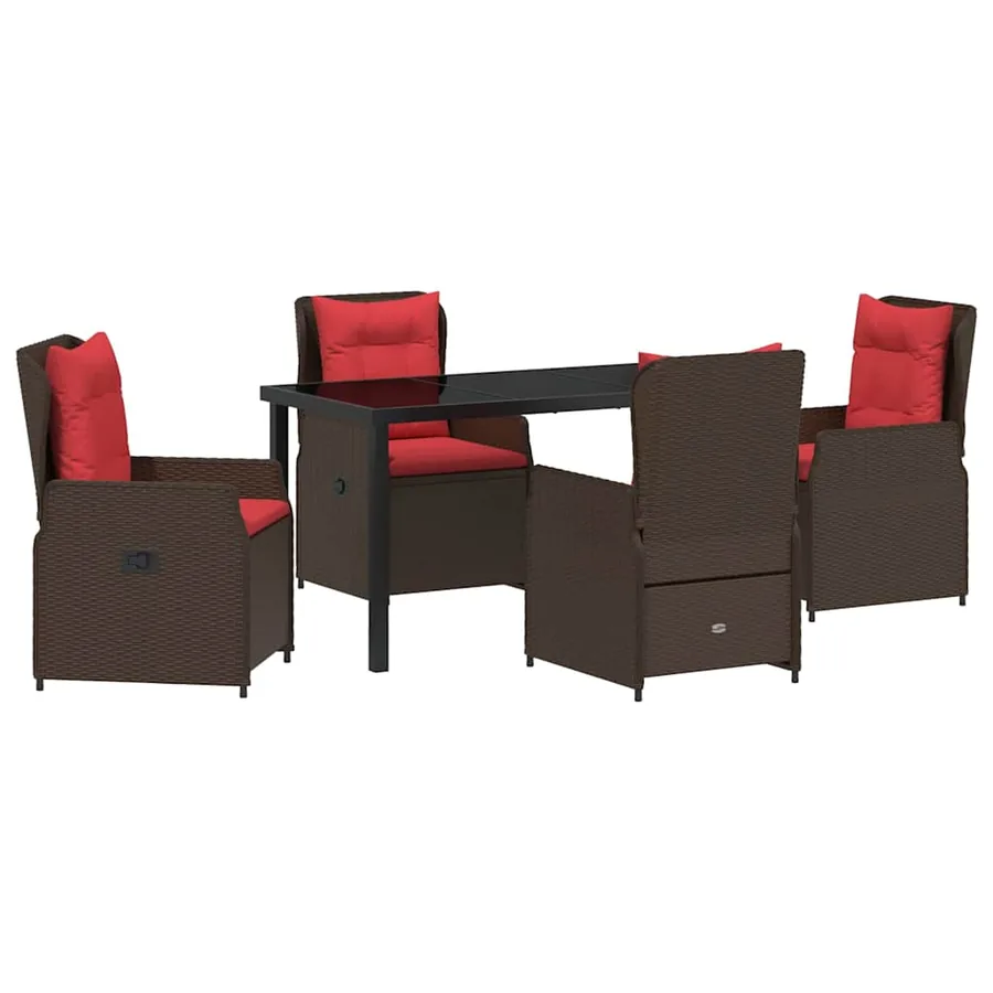 Ensemble de salle à manger pour jardin 5 pcs Marron Poly rotin - 2