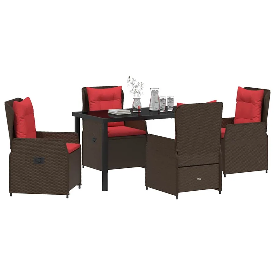 Ensemble de salle à manger pour jardin 5 pcs Marron Poly rotin - 3