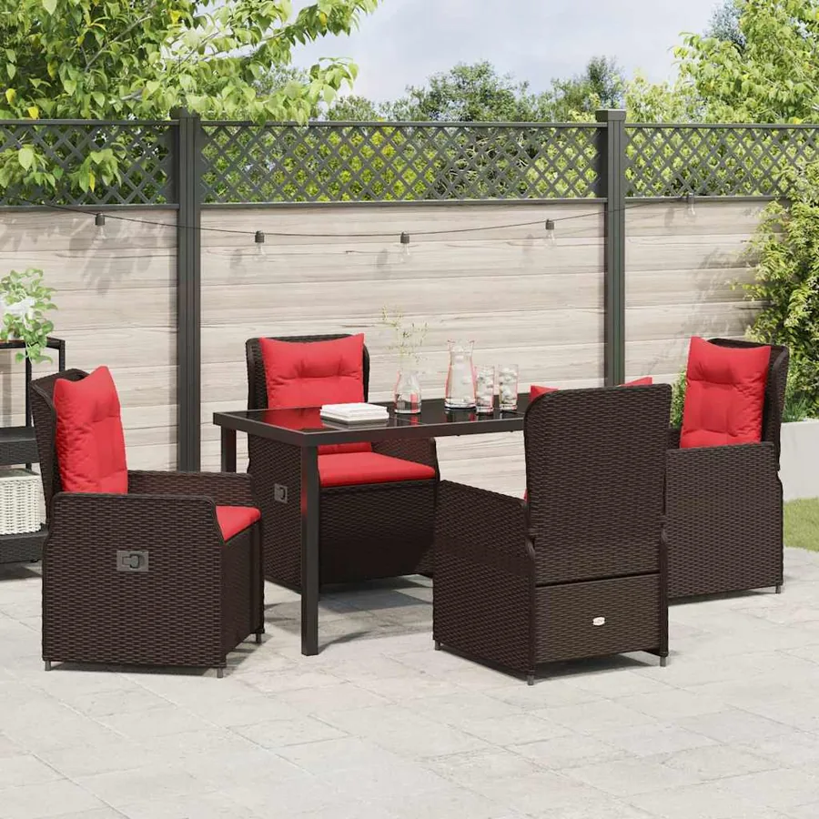 Ensemble de salle à manger pour jardin 5 pcs Marron Poly rotin - 4