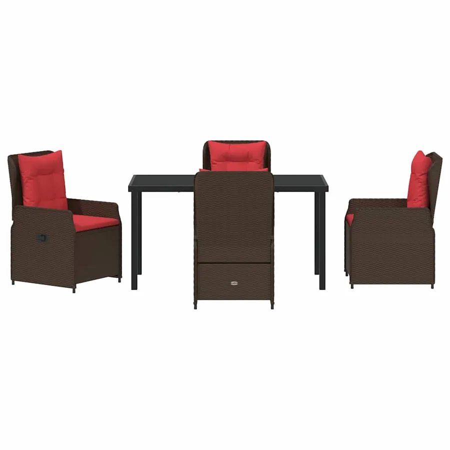 Ensemble de salle à manger pour jardin 5 pcs Marron Poly rotin - 7