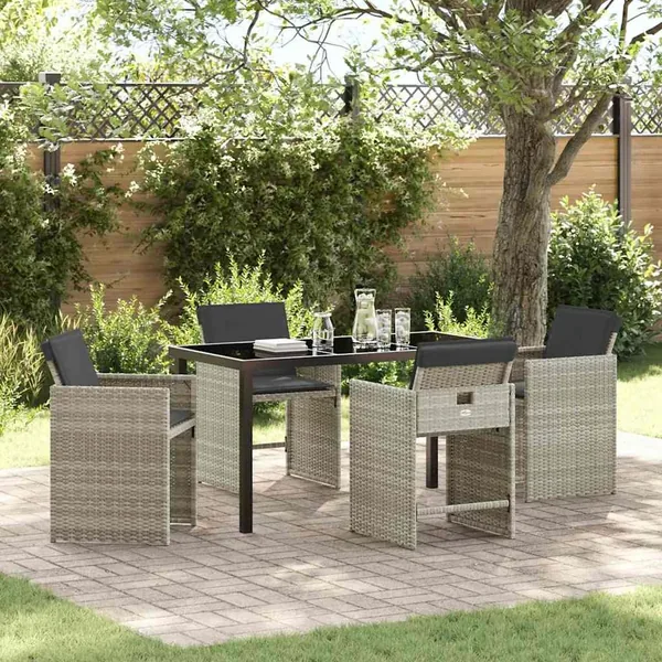Ensemble de salle à manger pour jardin 5 pcs Gris clair