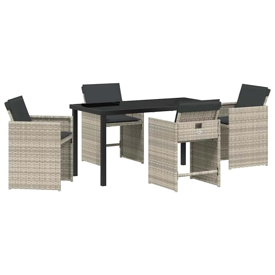 Ensemble de salle à manger pour jardin 5 pcs Gris clair - 2
