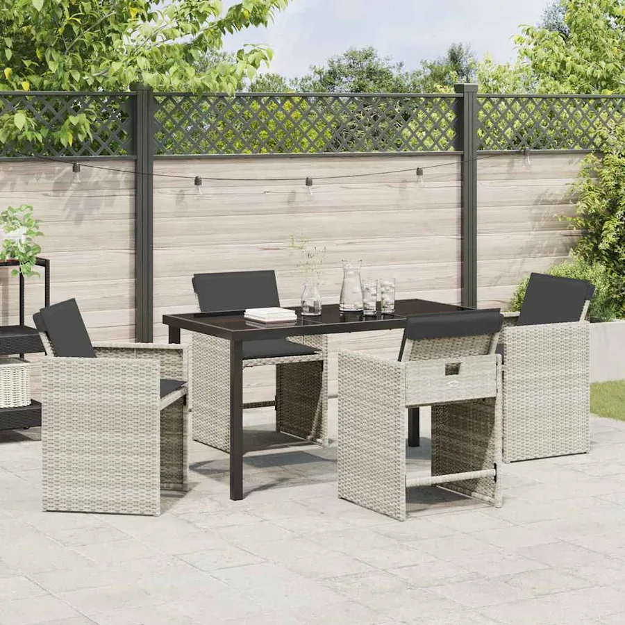 Ensemble de salle à manger pour jardin 5 pcs Gris clair - 4