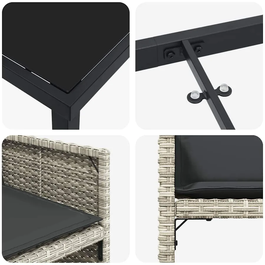 Ensemble de salle à manger pour jardin 5 pcs Gris clair - 9