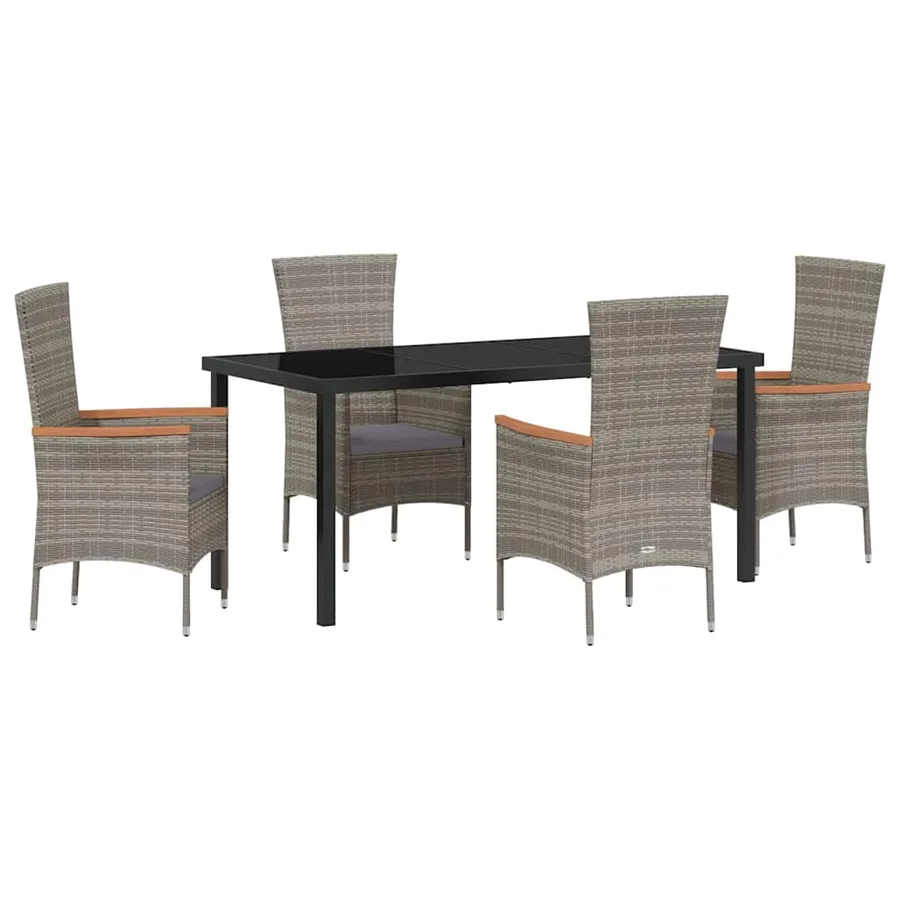 Ensemble de salle à manger pour jardin avec coussin 5 pcs Gris - 2