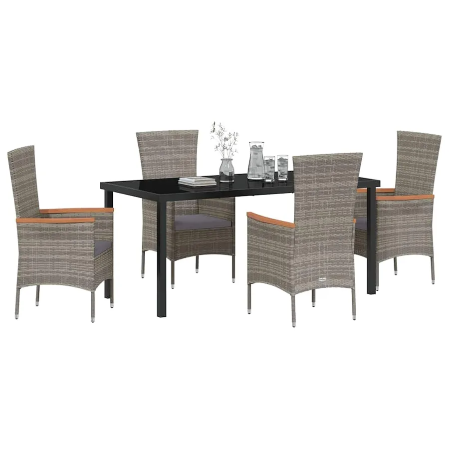 Ensemble de salle à manger pour jardin avec coussin 5 pcs Gris - 3
