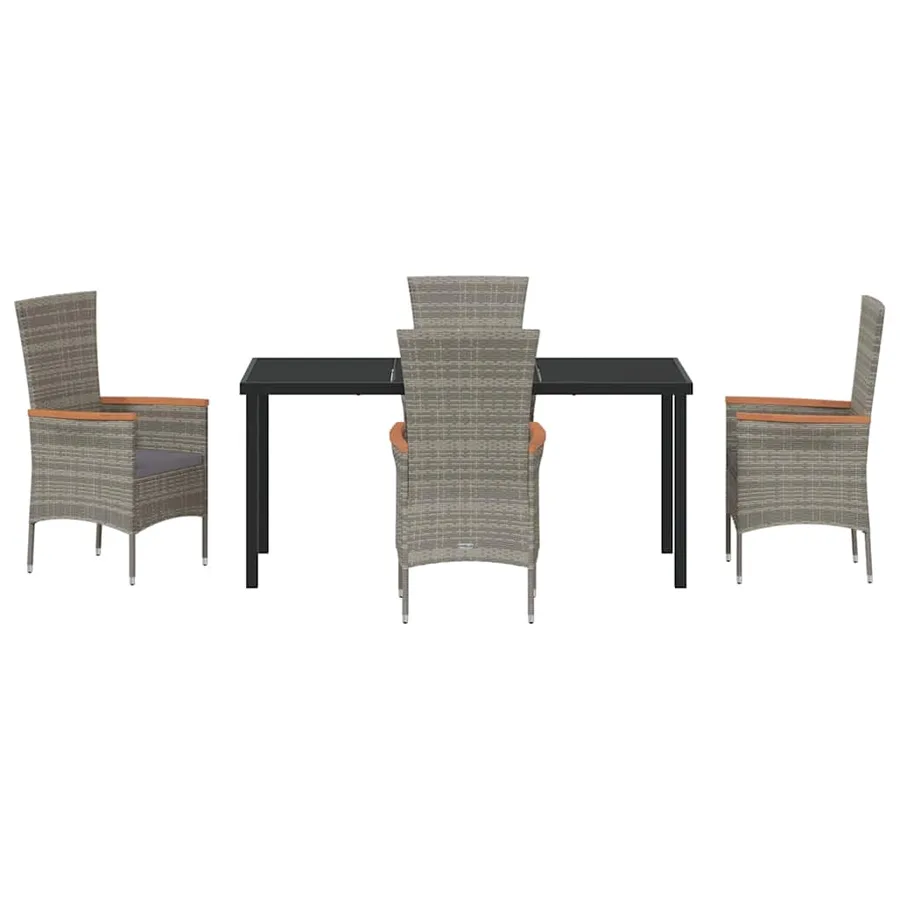 Ensemble de salle à manger pour jardin avec coussin 5 pcs Gris - 7