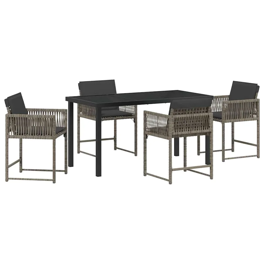 Ensemble de salle à manger pour jardin 5 pcs Gris polyrotin - 2